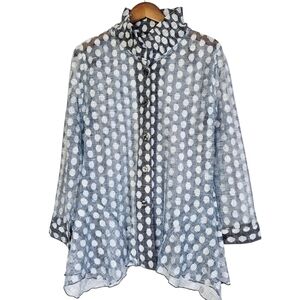 Damee Inc Korean Made Sheer High Ruffle Neck Shirt Jacket XL